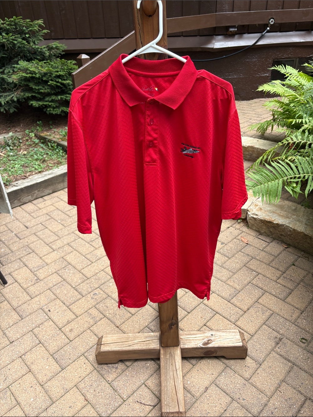 Men's Red Polo with Embroidered Chest Logo